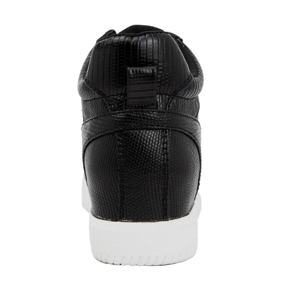 NEW Women's High Top Sneakers Black Textured Shine Lace-up Shoes 6M True Craft